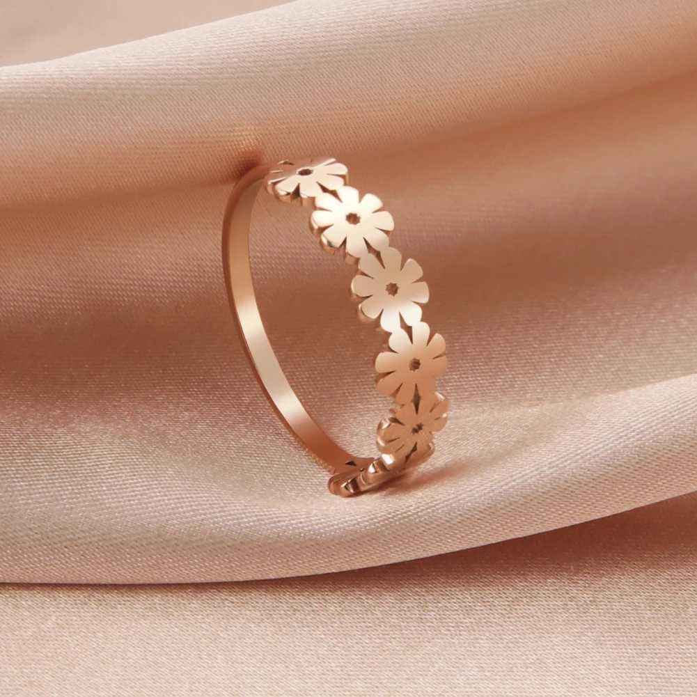 Bagues de mariage skyrim en acier inoxydable fleurs fleurs de marguerite anneaux femelle 2024 bijoux tendance fiançailles