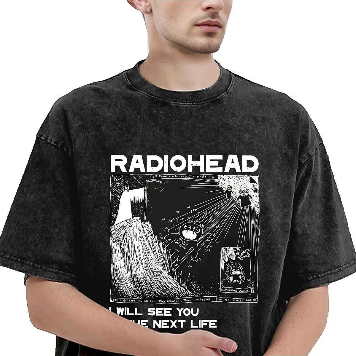 Camisetas masculinas Camiseta de la cabeza de radio Música de verano Y2K Retro Camiseta 2024 Pure Cotton Harajuku Camiseta Hombres de manga corta Diseño de diseño de manga corta2405