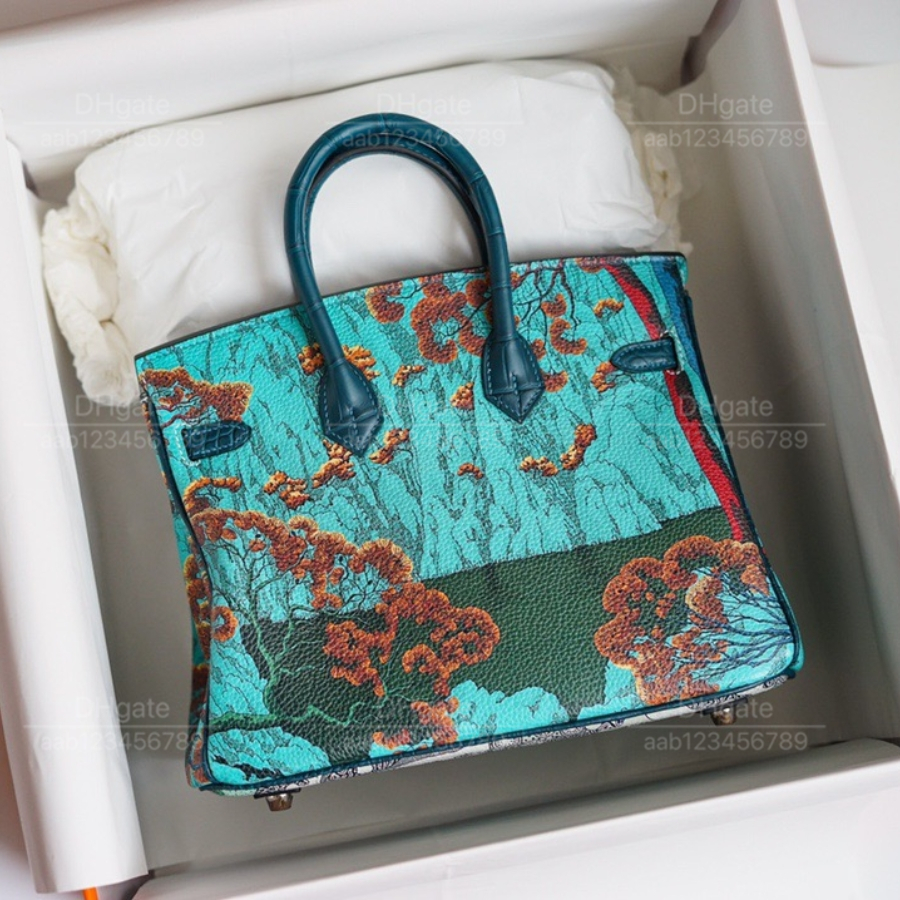 Bolso de bolso de diseño clásico de lujo de 12a Mirror de lujo de Luxury, todo el bolso de cuero hecho a mano Bolsa de cocodrilo de cuero genuino 25cm Bolsa de diseño creativo azul marino