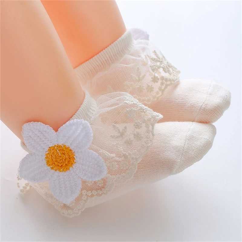 Chaussettes pour enfants bébé chaussettes d'été pour les chaussettes en dentelle de fleur de fleur de fleur