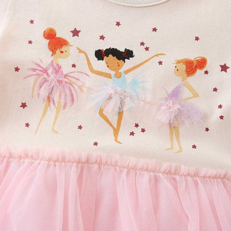 Платья девушки Bumeex Girls Dress Little Girl Хлопковое повседневное мультипликационное принт с короткими рукавами розовый размер 2-7 лет
