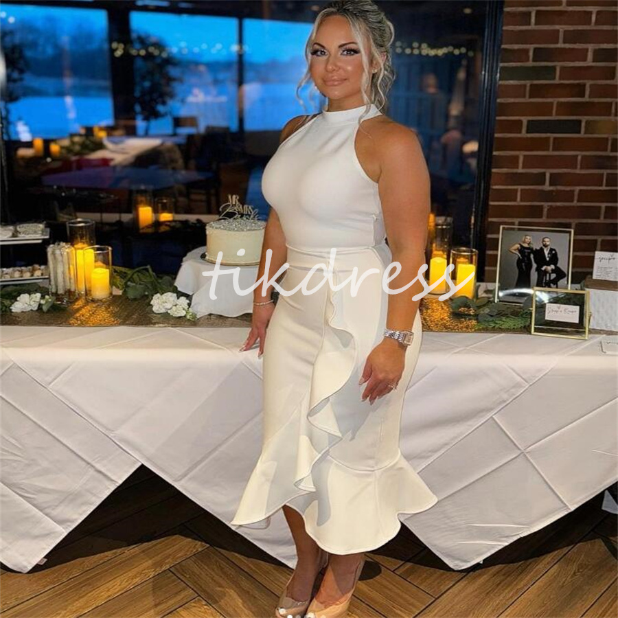 Little White Prom -jurken Elegant Mermaid Midi Avondjurk 2024 Plus size Arabische Ruffels feestjurken op maat gemaakt verjaardagskleding Vestios de galas speciale gelegenheid