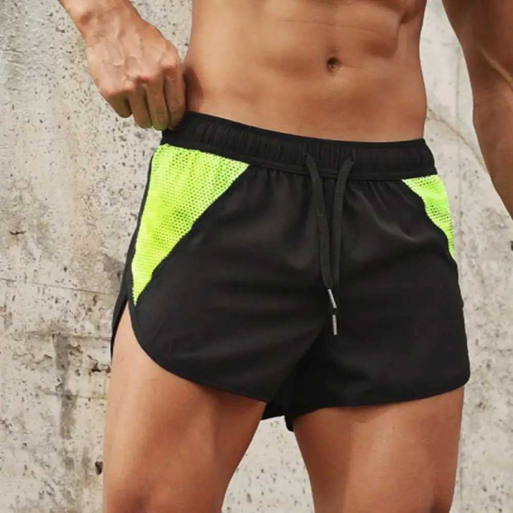 Herren -Shorts Herren Sommer Fitness Shorts Bunt Block Schnell trocknende Herren Elastische Taille Stange Shorts für das Training von Fitnessstudio -Laufshorts Sportswear H240508