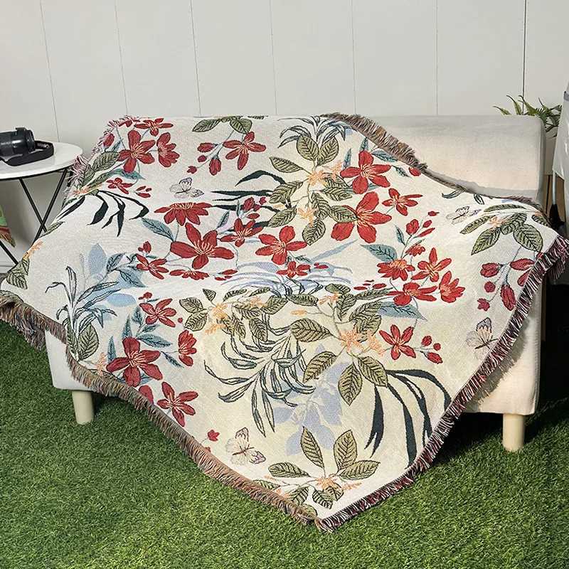 Couvertures couvertures florales décontractées décoration de lit femme canapé de tapis couverture couverture de couverture de couverture de loisirs