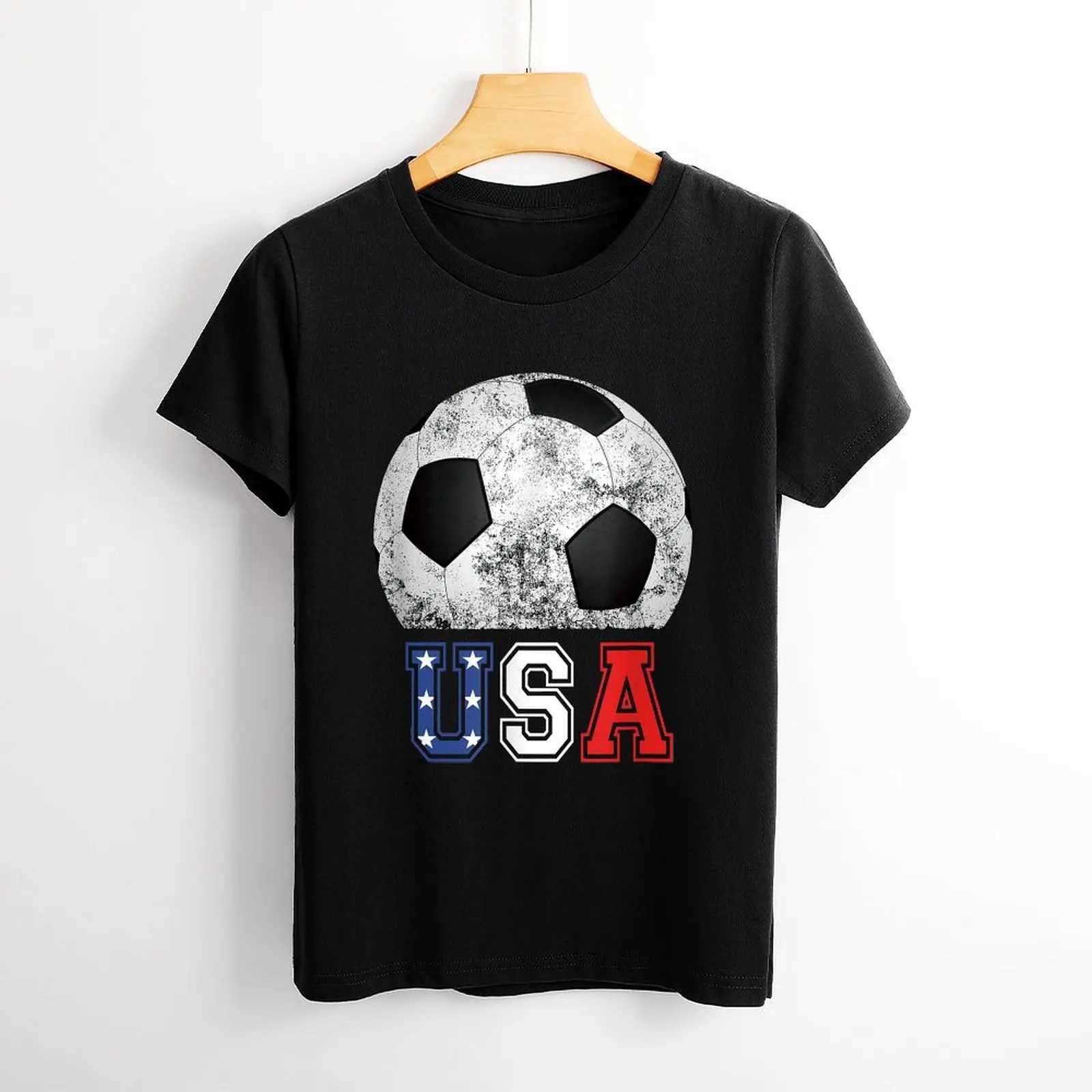 Women's T-Shirt Soccer USA Football Soccer Ball I Love Soccer T Shirt Graphic Shirt Casual Short Slved Female T T-Shirt Size S-4XL Y240506