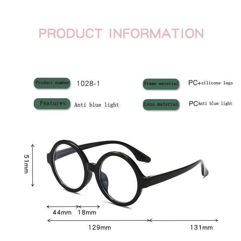 Solglasögon anti Blue Light LDREN GLASSES ROUND BOY GIRL GUEGLASS Frame Optical Eyewear Ultralight Eye Protection Computer Goggles H240508