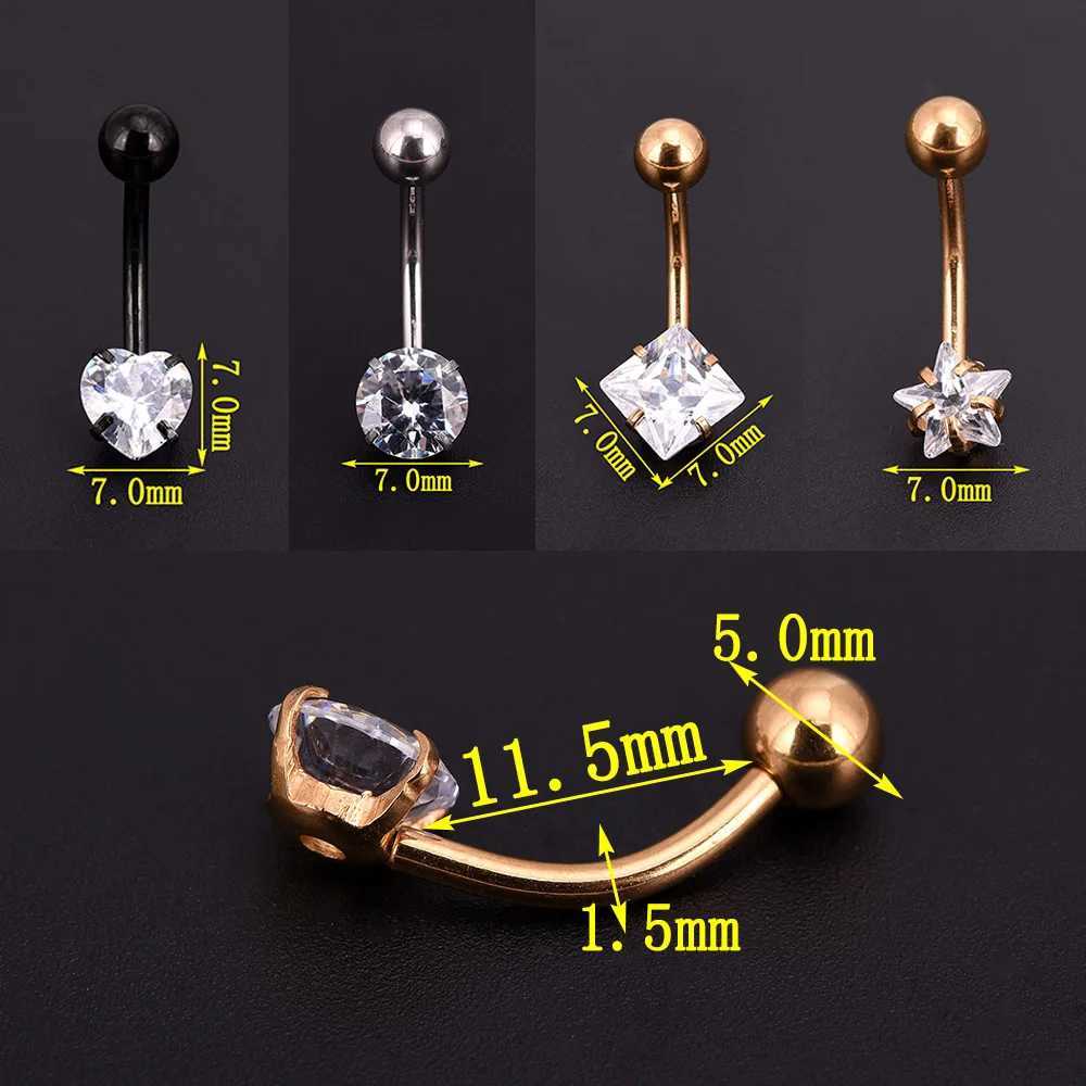 Nombrants Anneaux Jiateng Nouveau anti-allergie Lounger Titanium Boucles d'oreilles Ear Nail Boullement Boulons Navel Piercing Star Heart Round Crystal Jewelry D240509