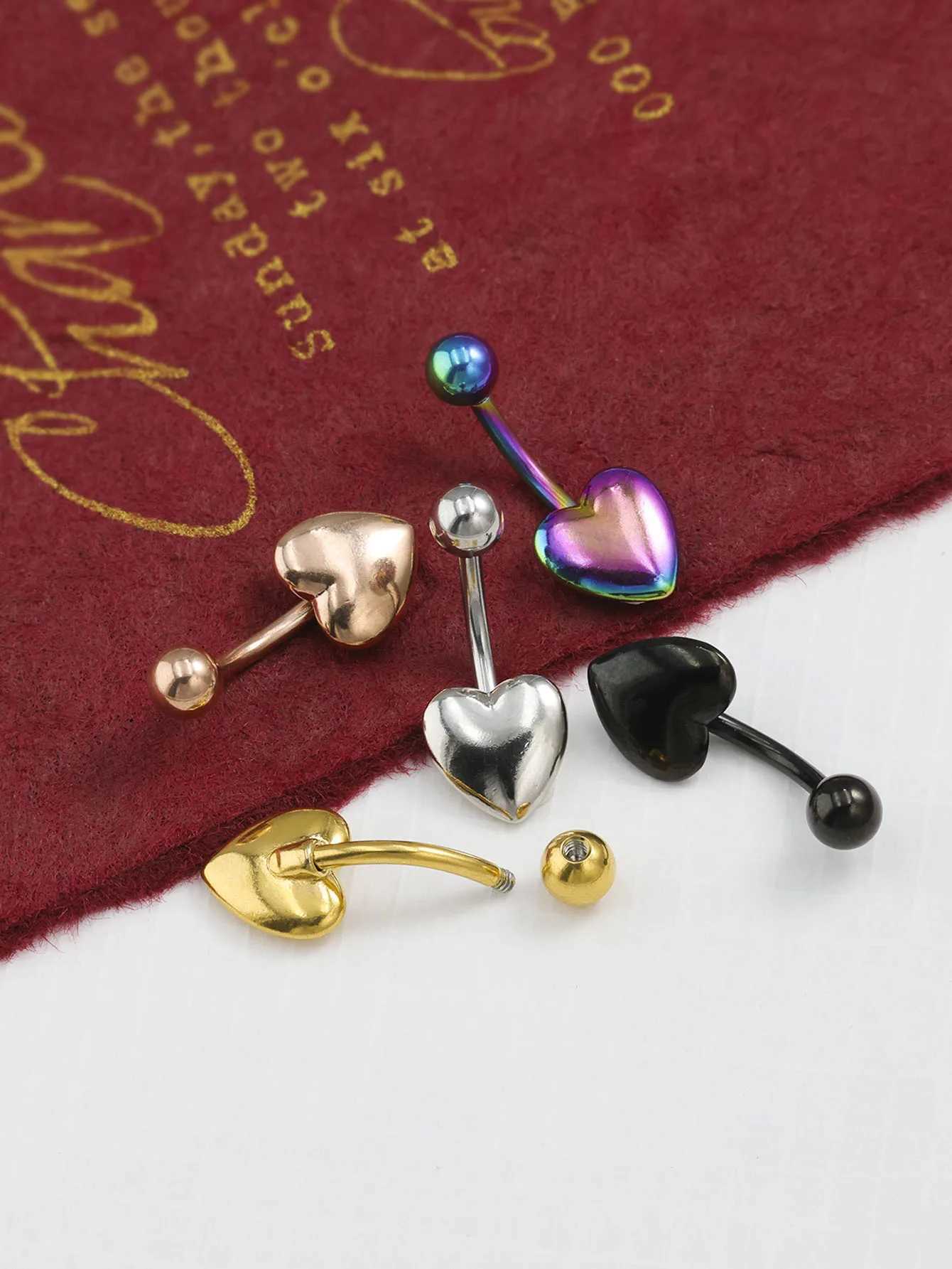 Navel Rings Smooth Peach Heart Belly Button Ring Surgical Steel Umbilical Tummy Ring Barbell Navel Rings Body Jewelry for Women Girl d240509