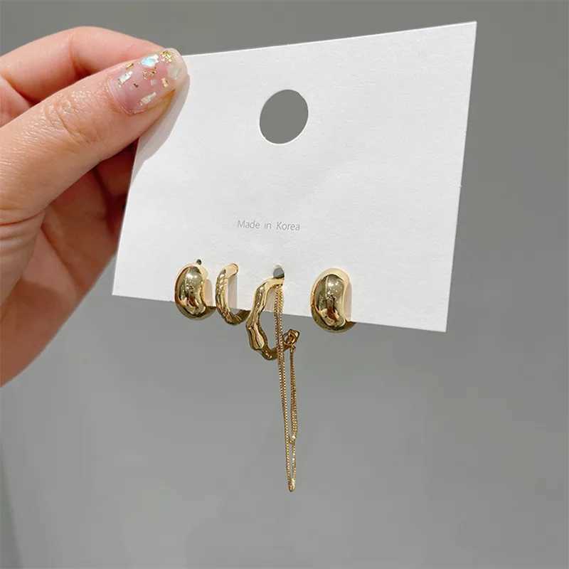 Dangle Kronleuchter Neues Design Gold Silber Farbe Metall Geometrisch unregelmäßige Quastenkette Clip Ohrringe für Frauen nicht durchbohrtes Ohrmanschette 2021 Schmuck