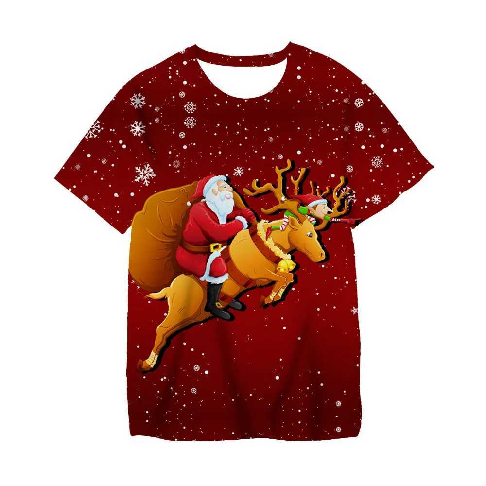 T-shirts Santa Claus-serie 3D-geprinte volwassen T-shirt voor kinderkleding nieuwe mode ronde nek korte mouwen straat hiphop populaire topl2405