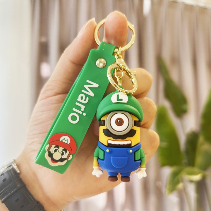 Cross border cartoon cross dressing small yellow keychain nostalgic game cute small mushroom keychain bag pendant