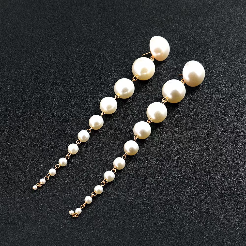 /lote Fashion Gradiente elegante Pearl Tassel Simulada Tassel Long Dangle para mujeres Accesorios de joyería de fiesta
