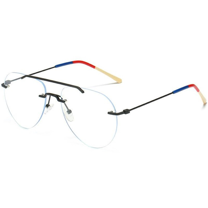 Mode euro-am bigrim anti-bluelight plano unisexe desig hommes gros pilotes de lunettes sans bordure