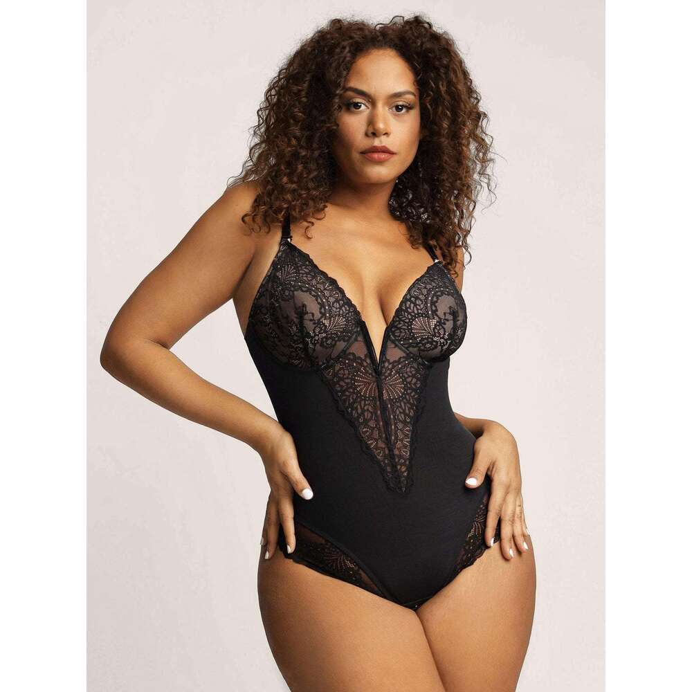 Corset Cross Border European en American Lace uitgehold jumpsuit, sexy bodysuit, dames taille aanscherpende billen tillen, plus size shapi