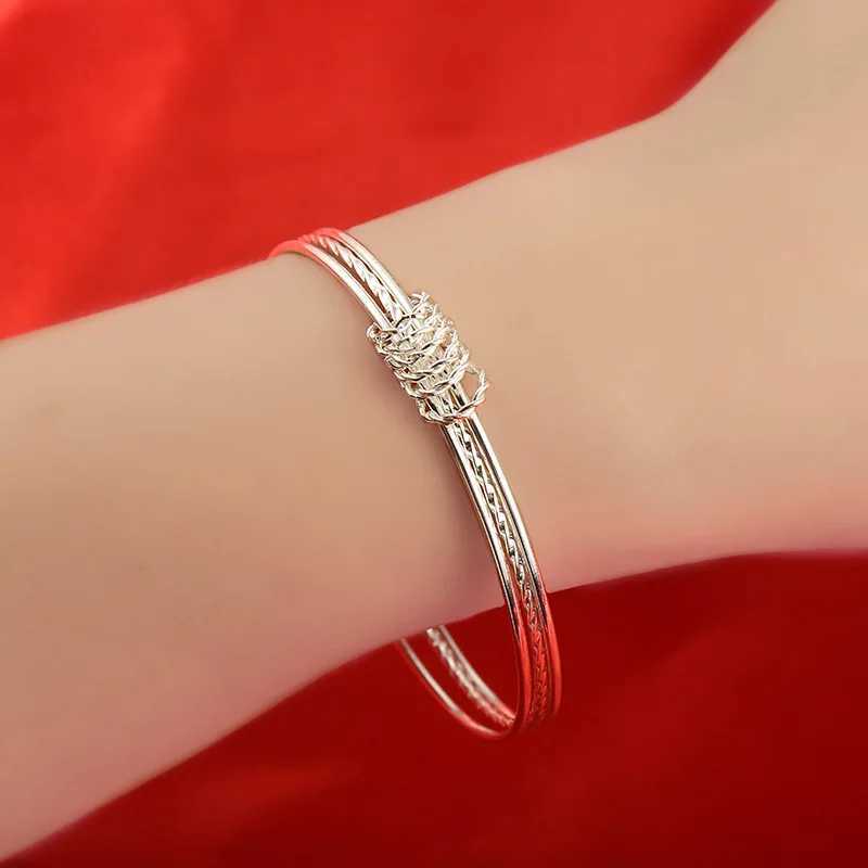 Wedding Bracelets Trendy Simple Three Layers Coil Circles Bangles Bracelets For Women Silver Color Wedding Jewelry Noeud Armband Pulseiras