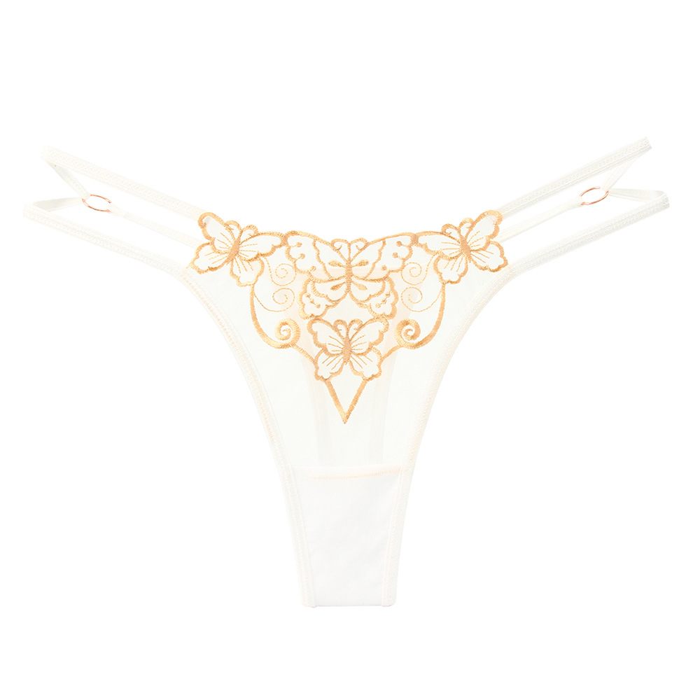 Butterfly Lace Broidered Floral Design confortable Butterfly Knot Femmes G-string Triangle Pantal