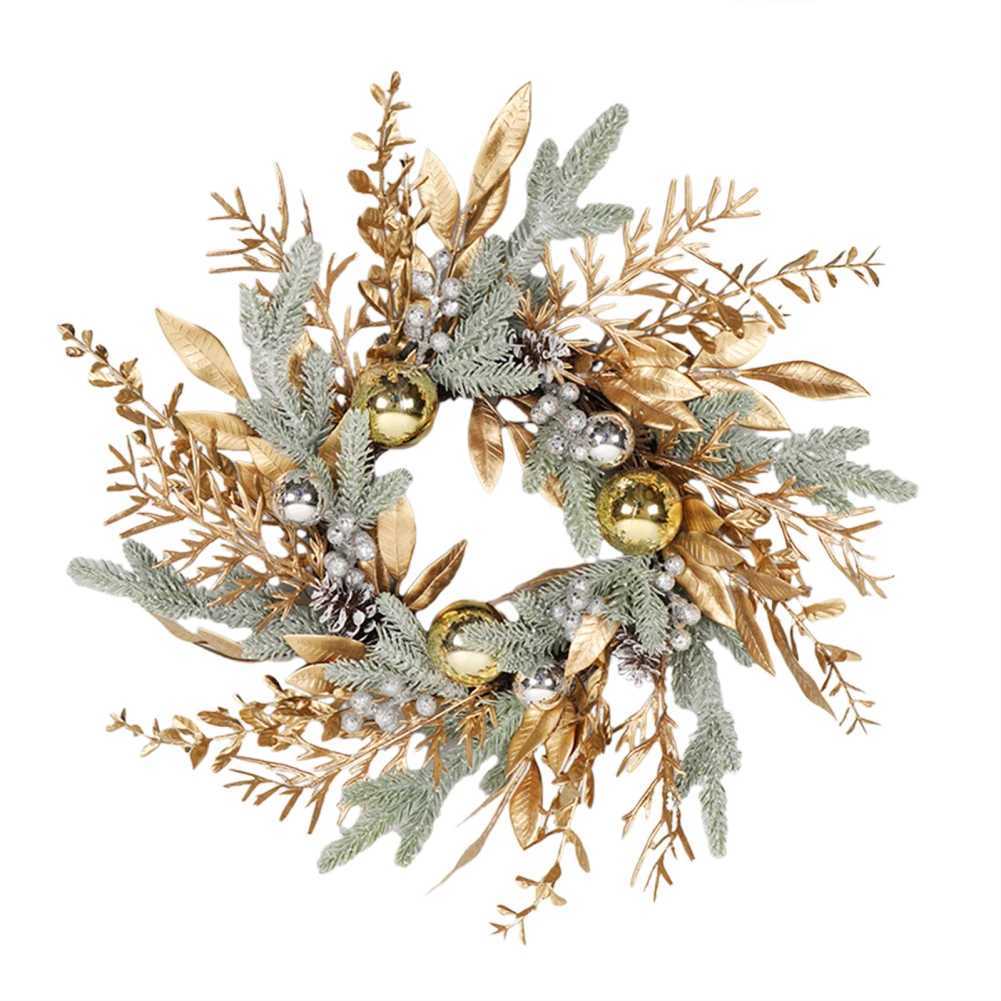 Couronnes de fleurs décoratives 50 cm / 19,6 pouces couronne de Noël artificielle avec des lumières LED pour la maison de mariage à la maison Ferme de vacances décorations de Noël