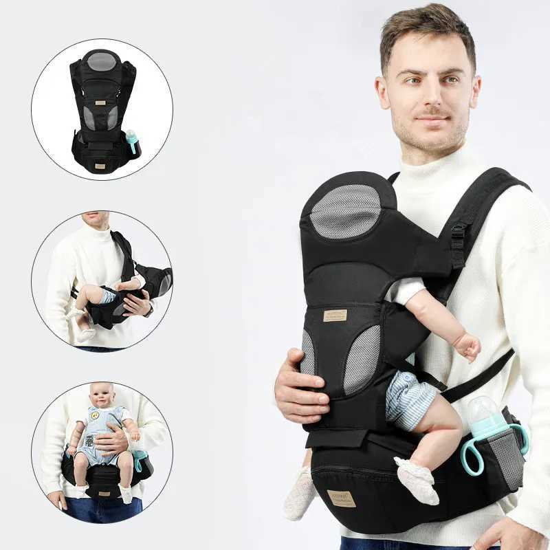 Carriers Slings Backpacks 4 in1 Baby Carrier Waist Stool With Storage Bag Kangaroo Shoulder Swaddle Sling Infant Kid Wrap Ergonomic Backpack Hipseat T240509