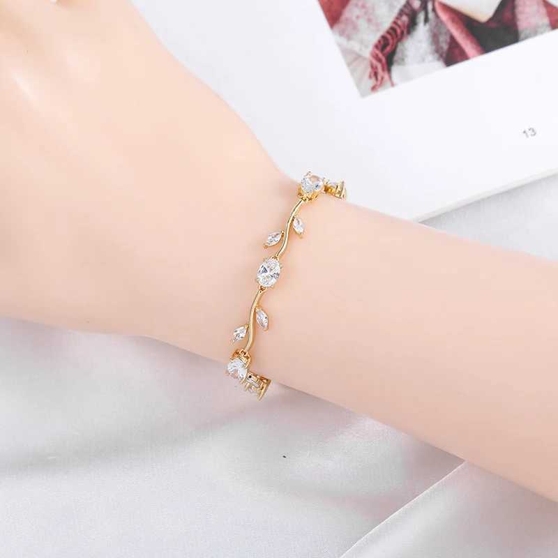 Bracelets de mariage marque la feuille cubique zirconia cz cristal nuptial demoiselle de mariage bijoux bracelets cadeau pour maman le jour du mariage