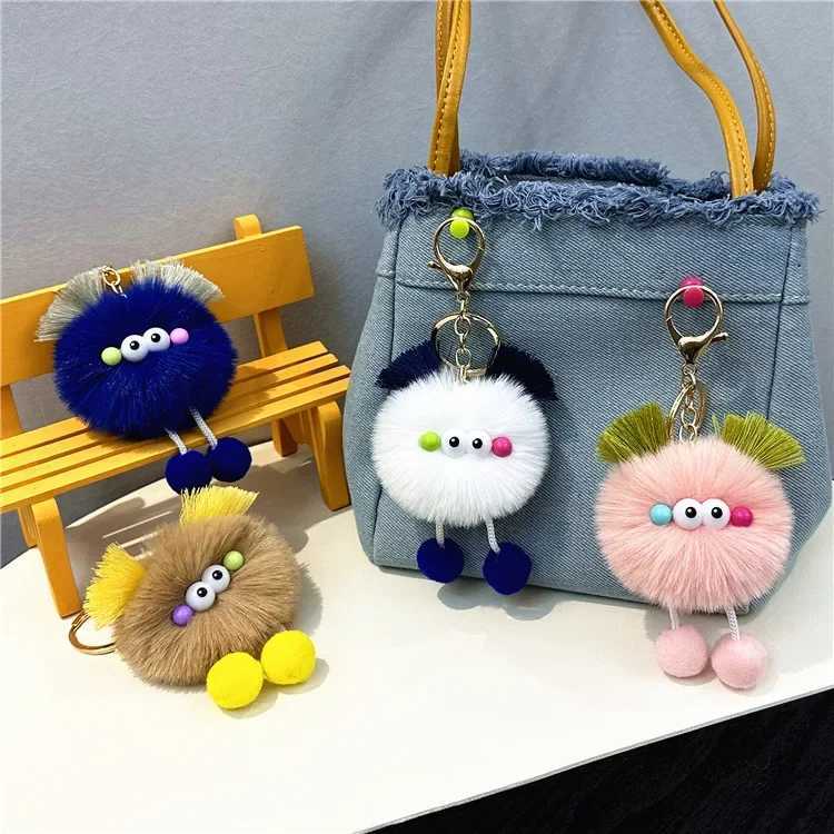 Keychains Lanyards Internet celebrity cute cartoon doll keychain ugly and cute plush doll bag pendant car pendant multiple styles to choose from J240509