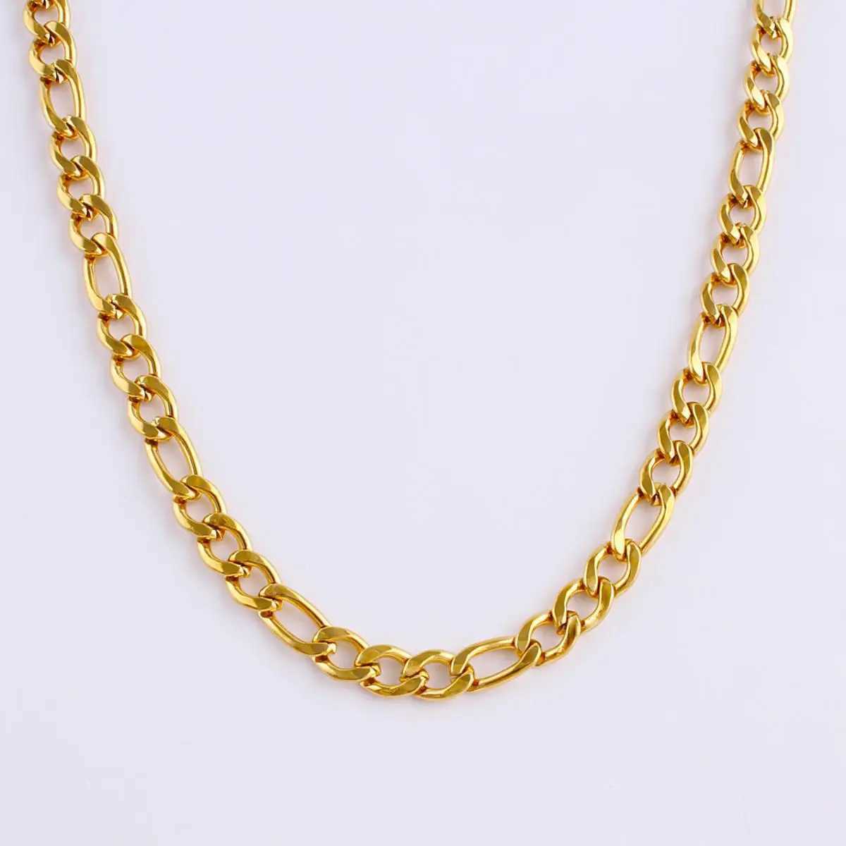 Chaînes Gold Couleur en acier inoxydable Lien Figaro Chaîne pour collier pendentif 5 cm Chaîne d'extension queue étiquette bricolage Bijoux Gift Couper ACCESSOIRES D240509