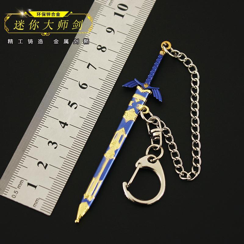 9cm Zeldas Master Sword Link Keechain Tears of the Kingdom 1:12 Metal Keyring Game Souvenir Llaveros for Boy Girls