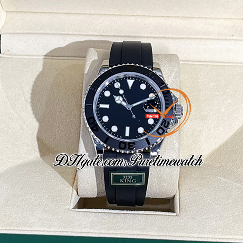 YM 226659 VR3235 Automatische Herren Watch King 42mm 904L Stahl 3d Keramik Lünette Schwarzes Zifferblatt Oysterflex Gummi -Gurt Super Edition gleiche Serienkarte Reloj Hombre rein