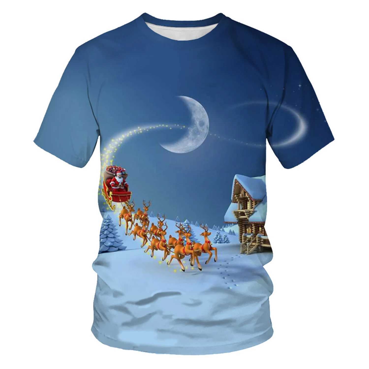 T-shirts Christmas Tree Snowman Gedrukte Holiday Party Mens Unisex Fashion T-Shirt Childrens Round Neck Casual Short Sleevel2405