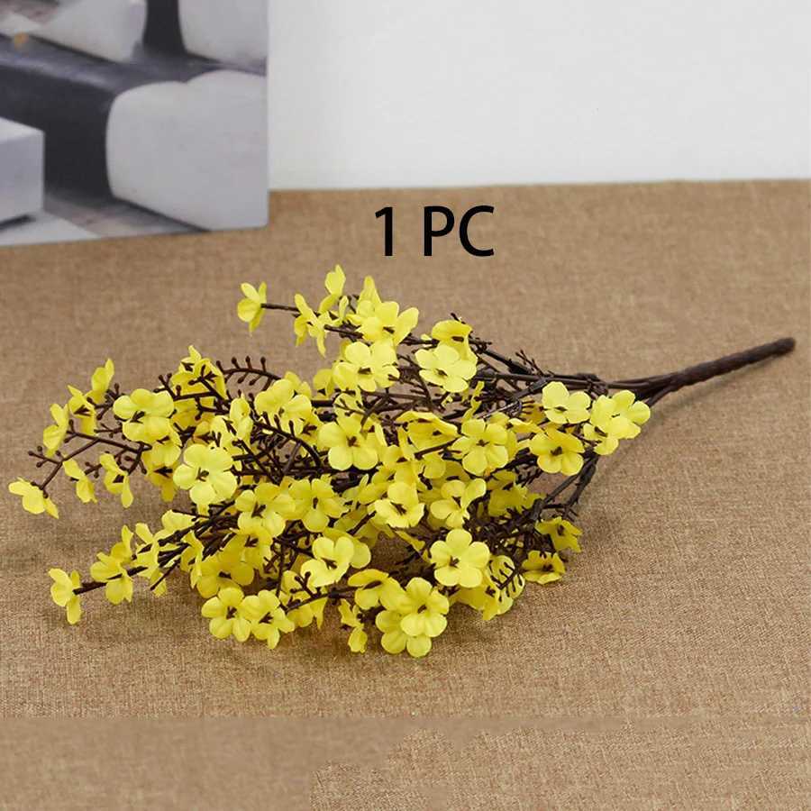 Decorative Flowers Wreaths Silk Pink Cherry Blossom Artificial Flowers Bouquet Wedding Home Room Christmas Autumn Decor Babysbreath Fake Flower Wholesale