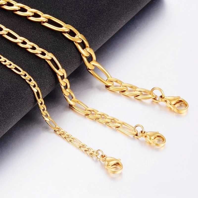 Chaînes Gold Couleur en acier inoxydable Lien Figaro Chaîne pour collier pendentif 5 cm Chaîne d'extension queue étiquette bricolage Bijoux Gift Couper ACCESSOIRES D240509