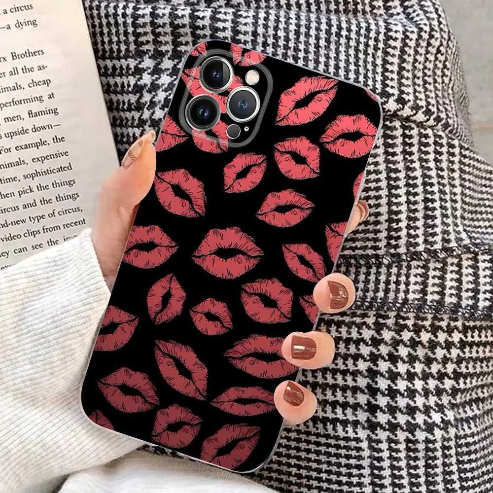 Handyfälle sexy Mädchen Red Lip Kiss iPhone Hülle 15 8 7 6 6s plus x se 2020 xr xs 14 11 13 Mini Pro Max Hülle J240509