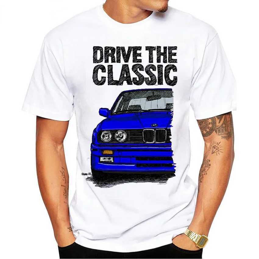 T-shirts voor heren Modale nieuwe zomer mannen Old Drive Classic Duitse E30 Retro korte mouw EUDM E36 M3 Witte jongen Casual Top T-shirt D240509
