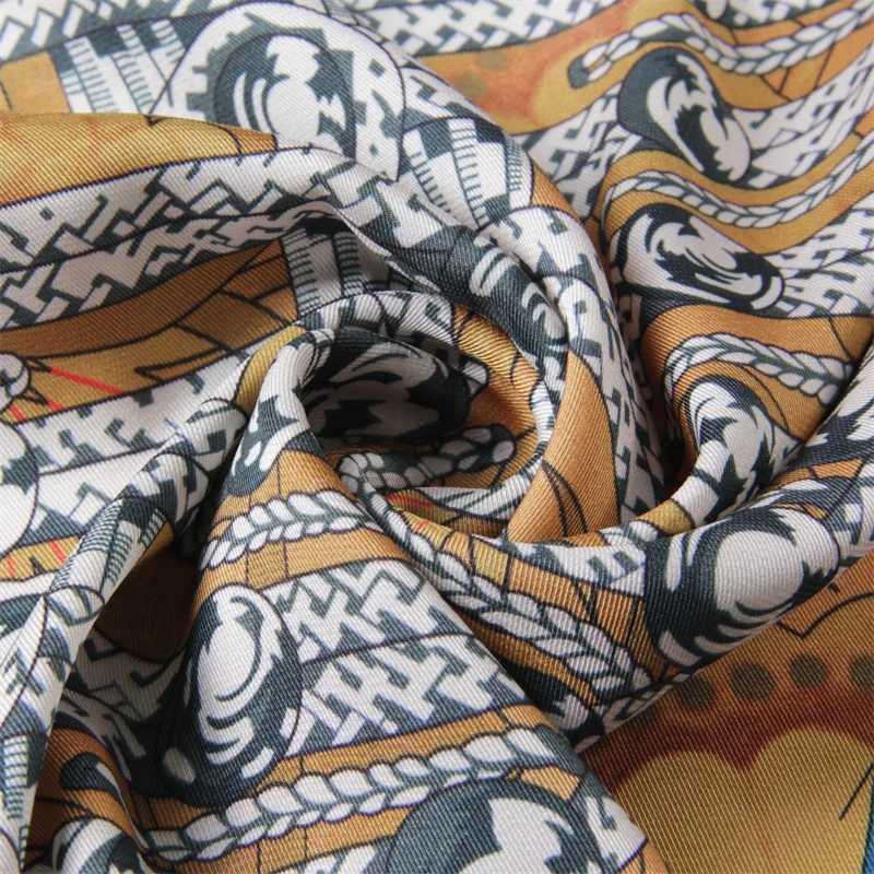 Halsdukar silkes halsduk kvinnor retro kläder tryck fyrkantiga huvud ekarpes foulards femme wraps strand sjalar bandana lady hijabs q240508