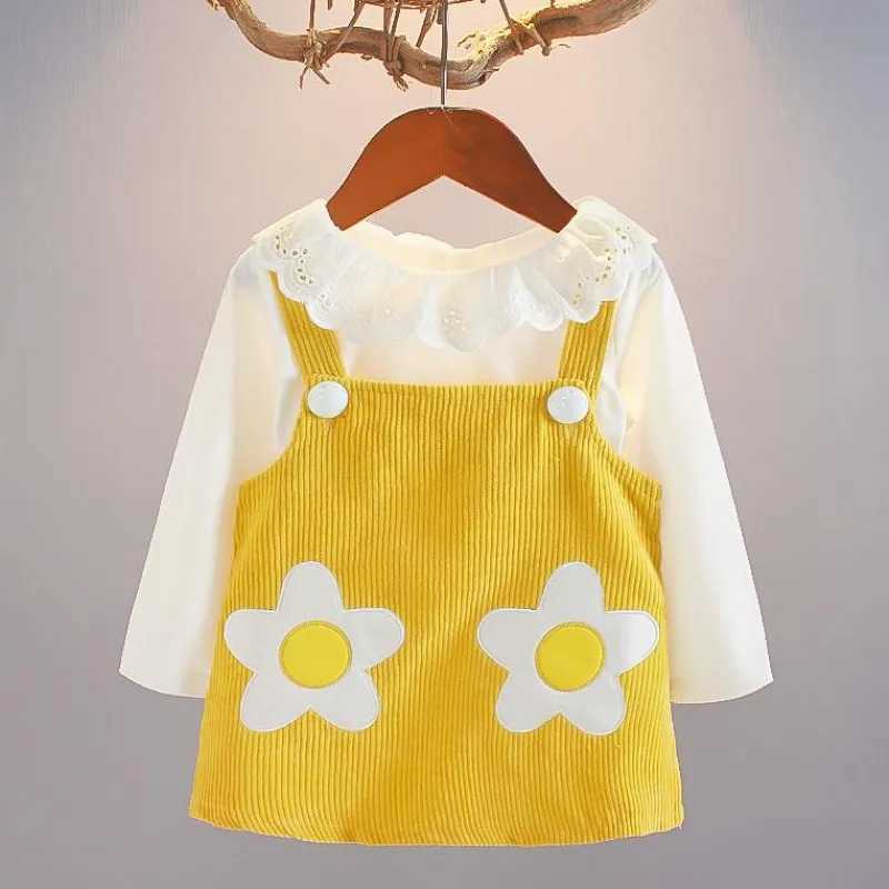 Robes de fille 0-3 ans Baby Girl Clothes Doll Collar Pullover Pullover Blouse + Velvet Stracles Robe Girl Suit Casual Outorwear Kid Tentifit Enfants A950