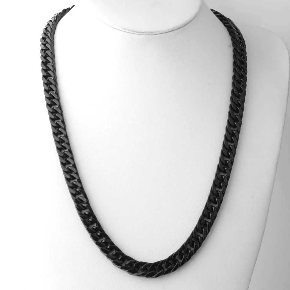 Catene 7-40 larghe 6/8/10/12/15/17/19 mm Black di alta qualità in acciaio inossidabile Cucciolo Cuban Link Curbo Neckace Regali di moda D240509