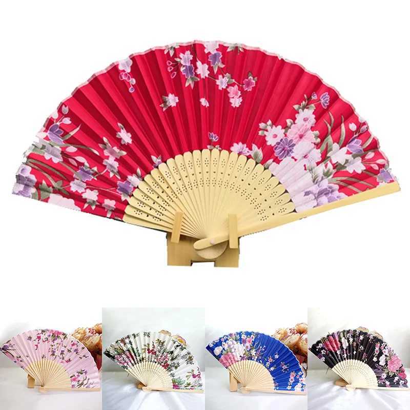 Produits de style chinois Vintage Hand Tente Fans Fans de pliage en bambou Silk Ornement Ornement Dance Party Decoration Chinese Style Printing Hand Fans Props