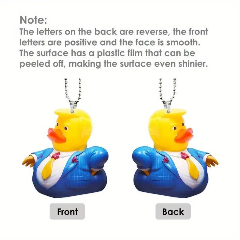 Trump Ducks Pendant Car Rear View Merror Keychains Sac Pendentifs 2d Flat acrylique Trump Hanging Ornements Party Faven Q982