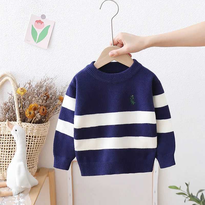 Ensembles 2024 Boys tricotés Pull brodé Baby Baby Automn Wincm Cotton Top Childrens Zipper Q240508