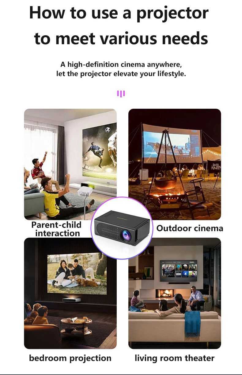 Projecteurs Mini Portable Projecteur 4K 1080P 3D LED Projecteur Video Wired Projecteur Full HD Home Theatre Game Projecteur J240509