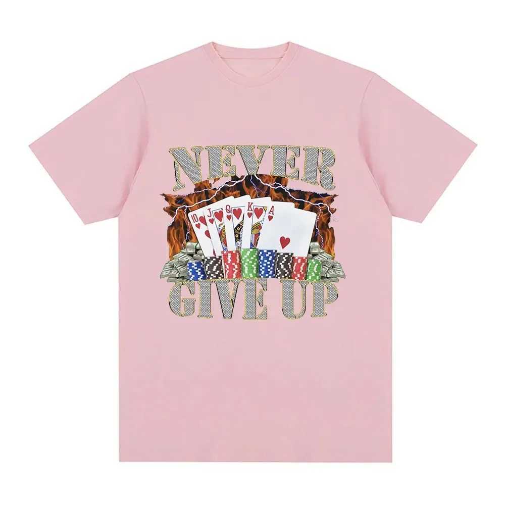 Men's T-Shirts 2024 Funny Never Give Up Meme Graphic T-shirt Men Clothes Fashion Hip Hop Vintage Short Slve T-shirts Cotton T Shirt T240506