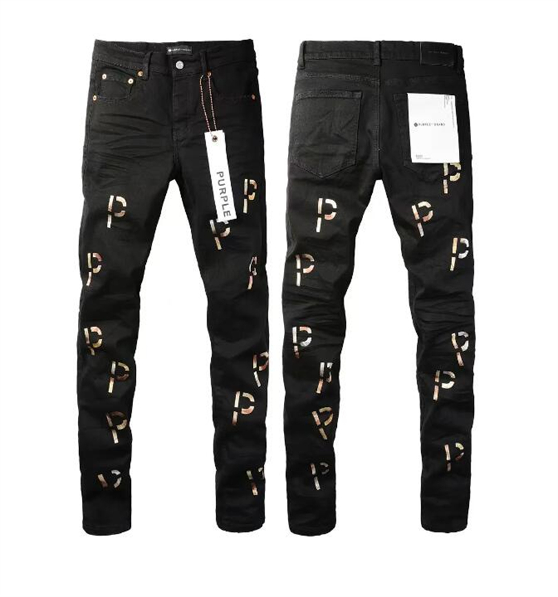 paarse jeans heren designer jeans skinny jeans heren potloodbroek gat katoenen print hiphop zwarte jeans denim broek modebroek high-end kwaliteit slanke fit jeans#291