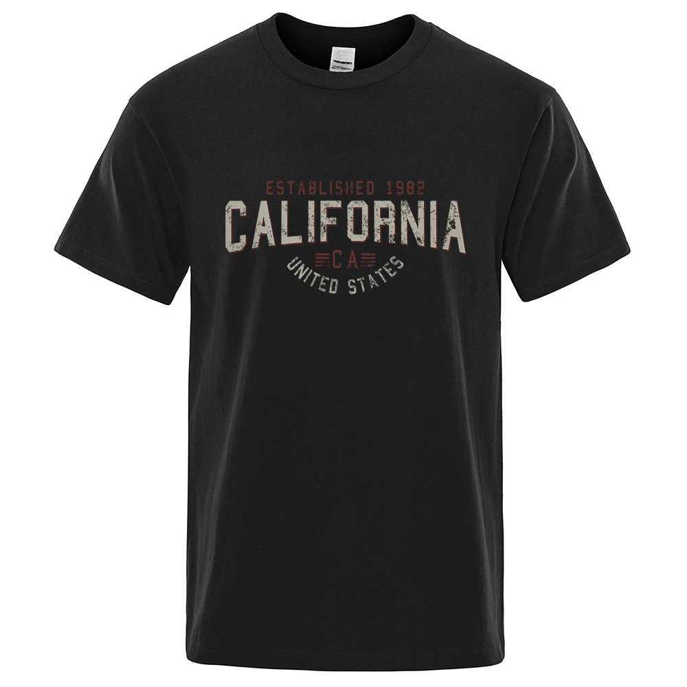 T-shirts voor heren opgericht in 1982 California USA Heren T-shirts Oversized katoenen zomer T-shirts Ademende en losse o-neck shirts hiphop t-shirts d240509