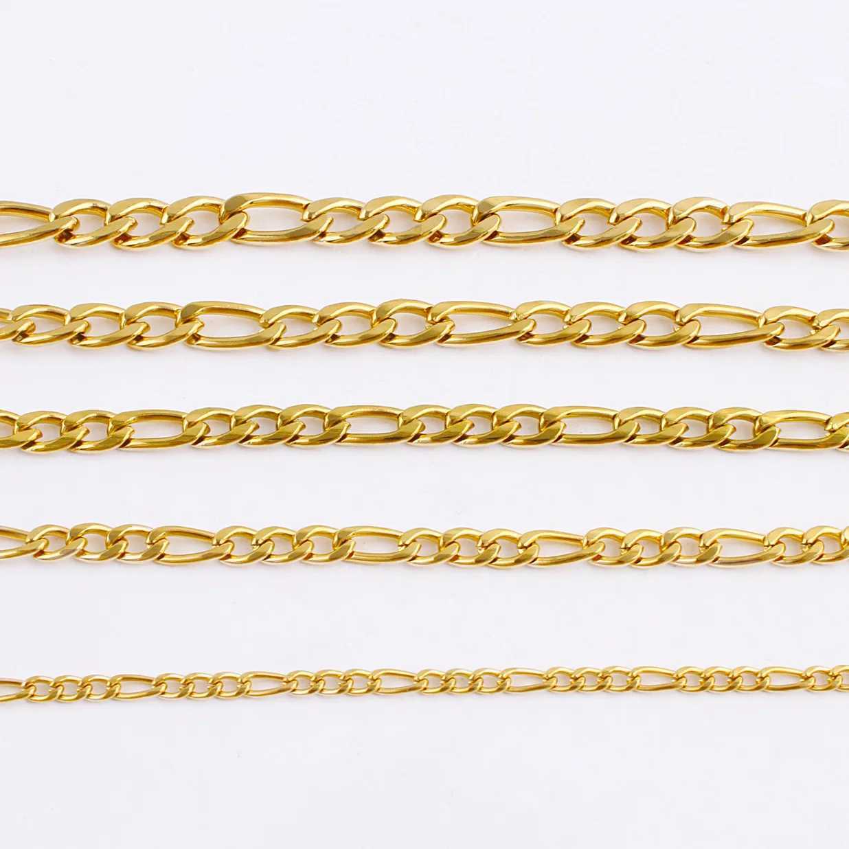 Chaînes Gold Couleur en acier inoxydable Lien Figaro Chaîne pour collier pendentif 5 cm Chaîne d'extension queue étiquette bricolage Bijoux Gift Couper ACCESSOIRES D240509