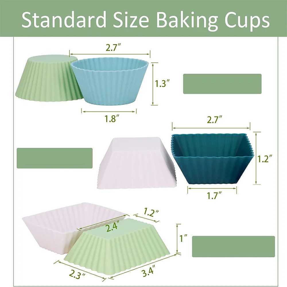 Lunchboxen zakken 12 stks siliconen cupcake liners bakbekers bakbekers anti-stick jumbo herbruikbare muffin mallen bento bundel lunchbox dividers bakken mal