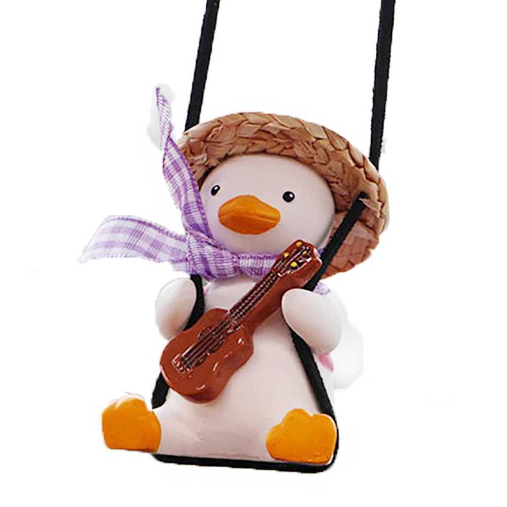 Décorations intérieures Car pendentif mignon anime petit canard swing automatique rétrovision du rétroviseur suspendu accessoires de décoration intérieure pour les cadeaux de filles t240509