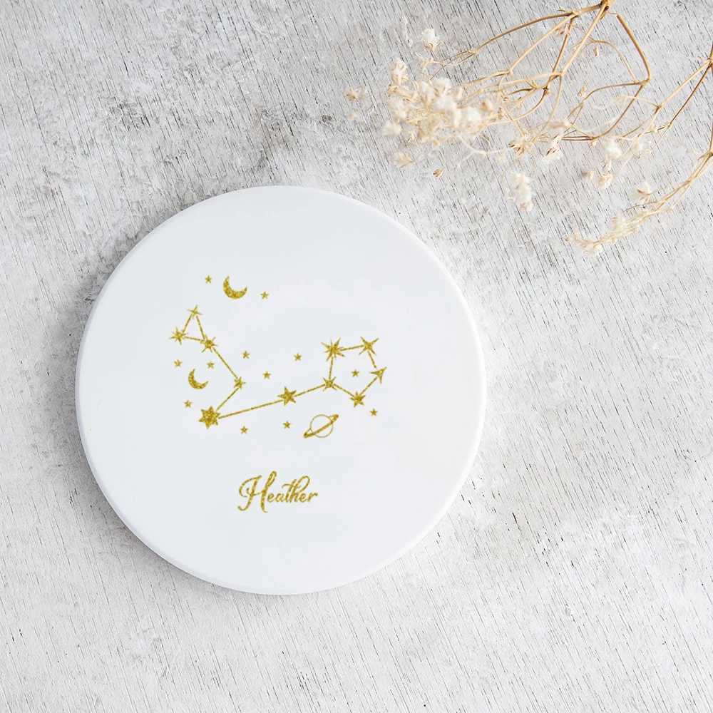 Segno di stella del vassoio di gioielli Contellazione Gioielli Display in ceramica Coaster Trinket Name Coaster Christmas New Year Wedding Bomboniere Guest