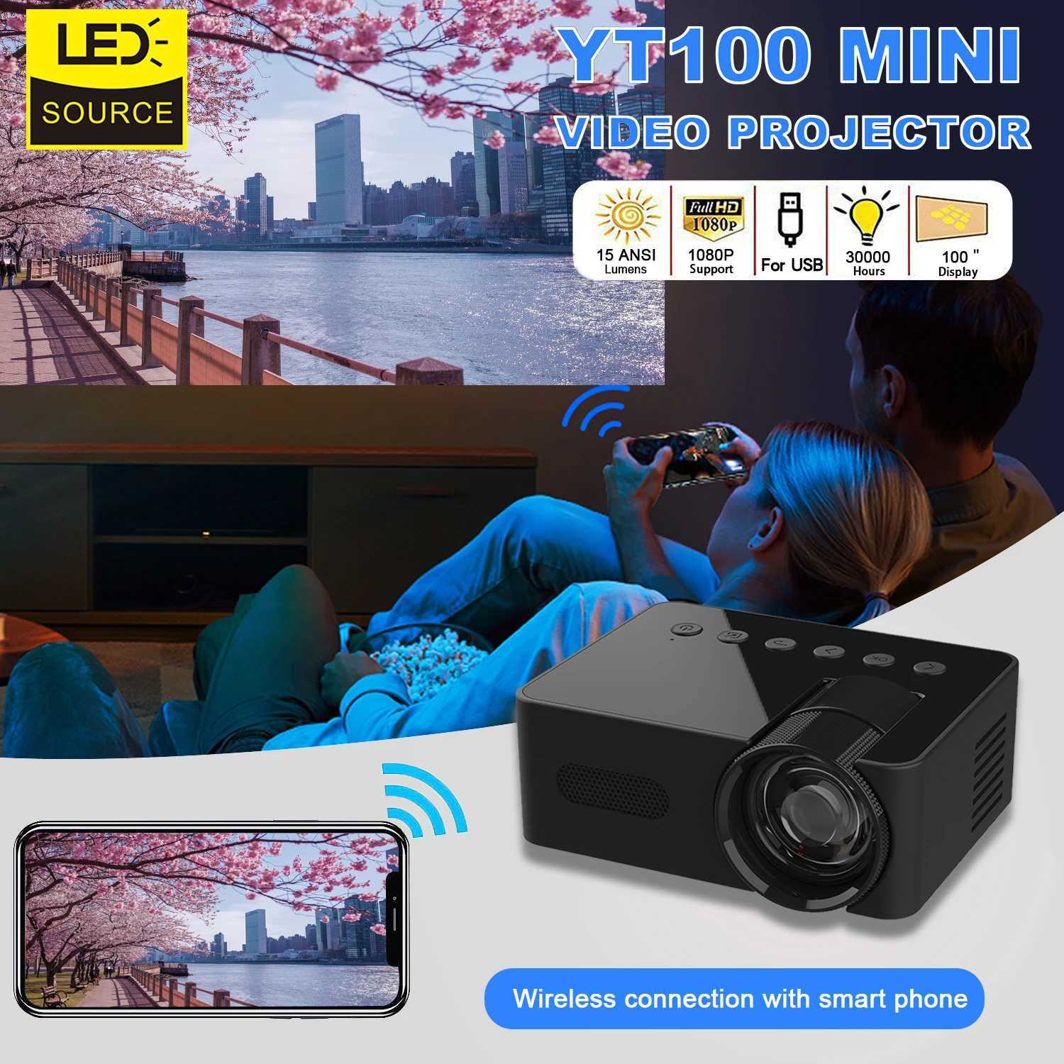 Proiettori Wireless Outdoor Home Theater Proiettore Portablephone portatile Proiettore Mini Video LED Proiettore Full HD Schermo Schermata iOS/Android J240509