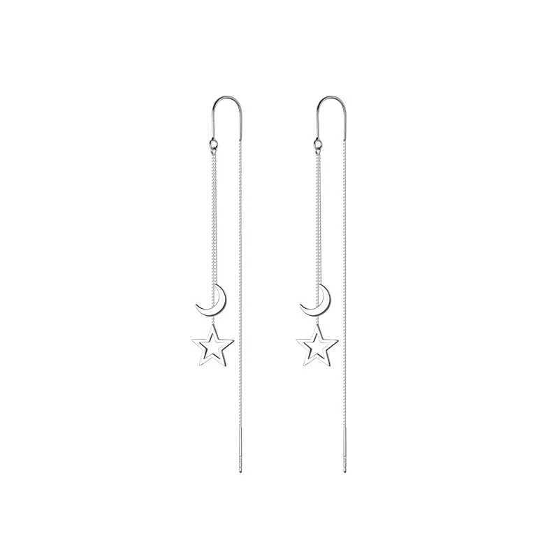 Chandelier enveloppe New Fashion Corean Boucles d'oreilles suspendues pour les femmes Luxurious chaîne de boucles d'oreilles Tassel Drop Retro Silver Color Star Moon Jewelry Gift