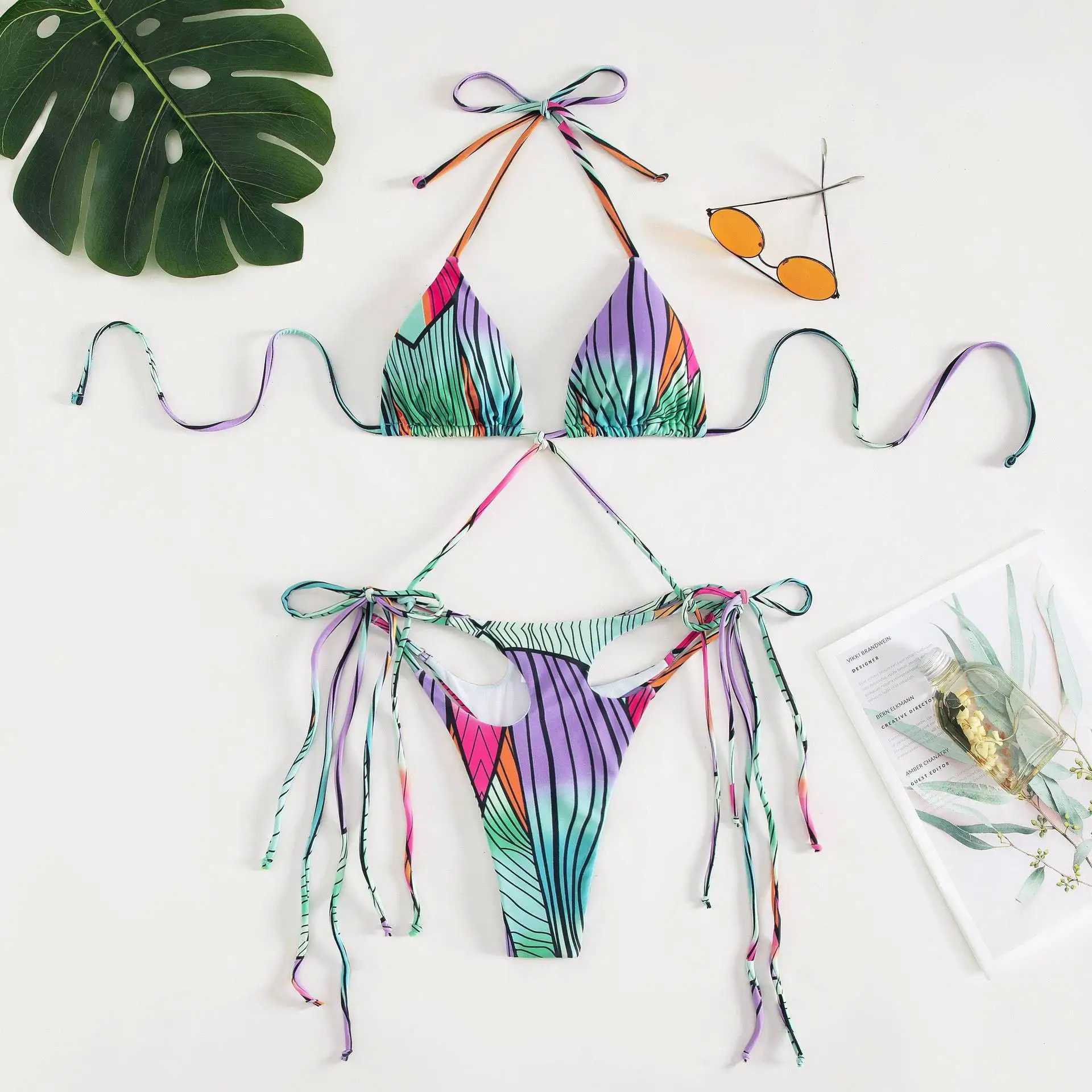 Swimwear féminin 2023 Tassel High Elasticity MAINTRACUTION SPIST BIKINI MAINTURE FEMMES FEMMES FEMMES Femmes Bather Swimming Beachwear pour le maillot de bain T240508