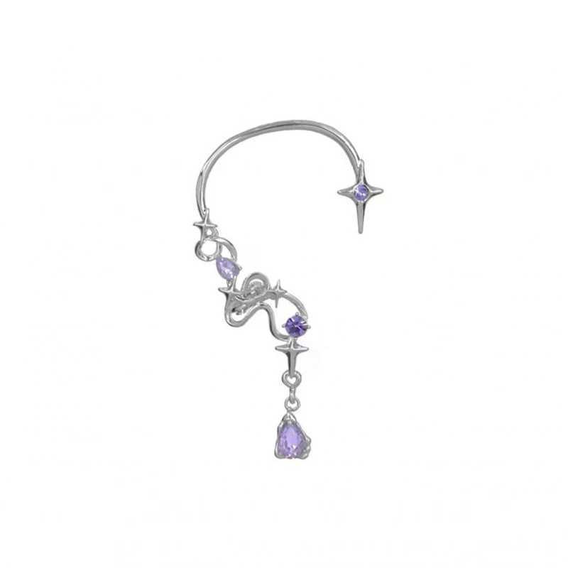 Chandelier en peluche de conception unique Crystal Crystal Cross Star Eart Oreau Clip Womens Tassel Boucles d'oreilles Hip Hop Punk Eart Clip d'oreille Bijoux